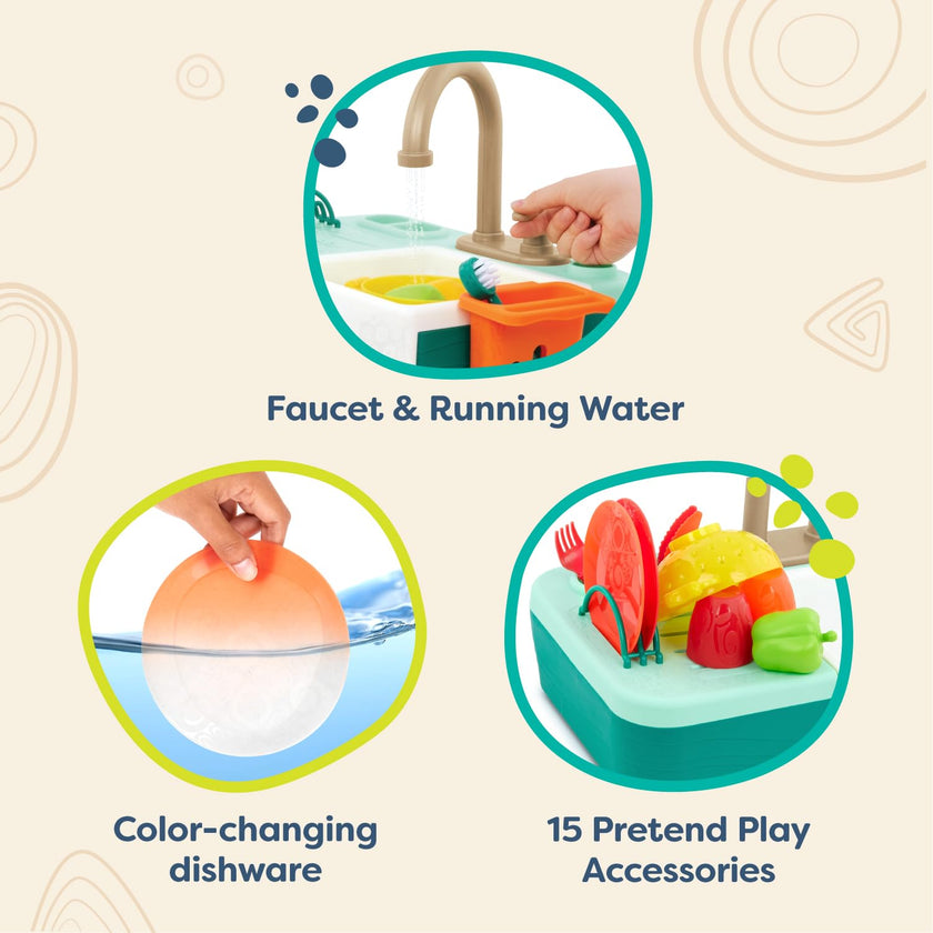 B. toys Play Sink, Splash-n-Scrub Sink with Running Water Faucet 🍁 All In One Marketplace Canada