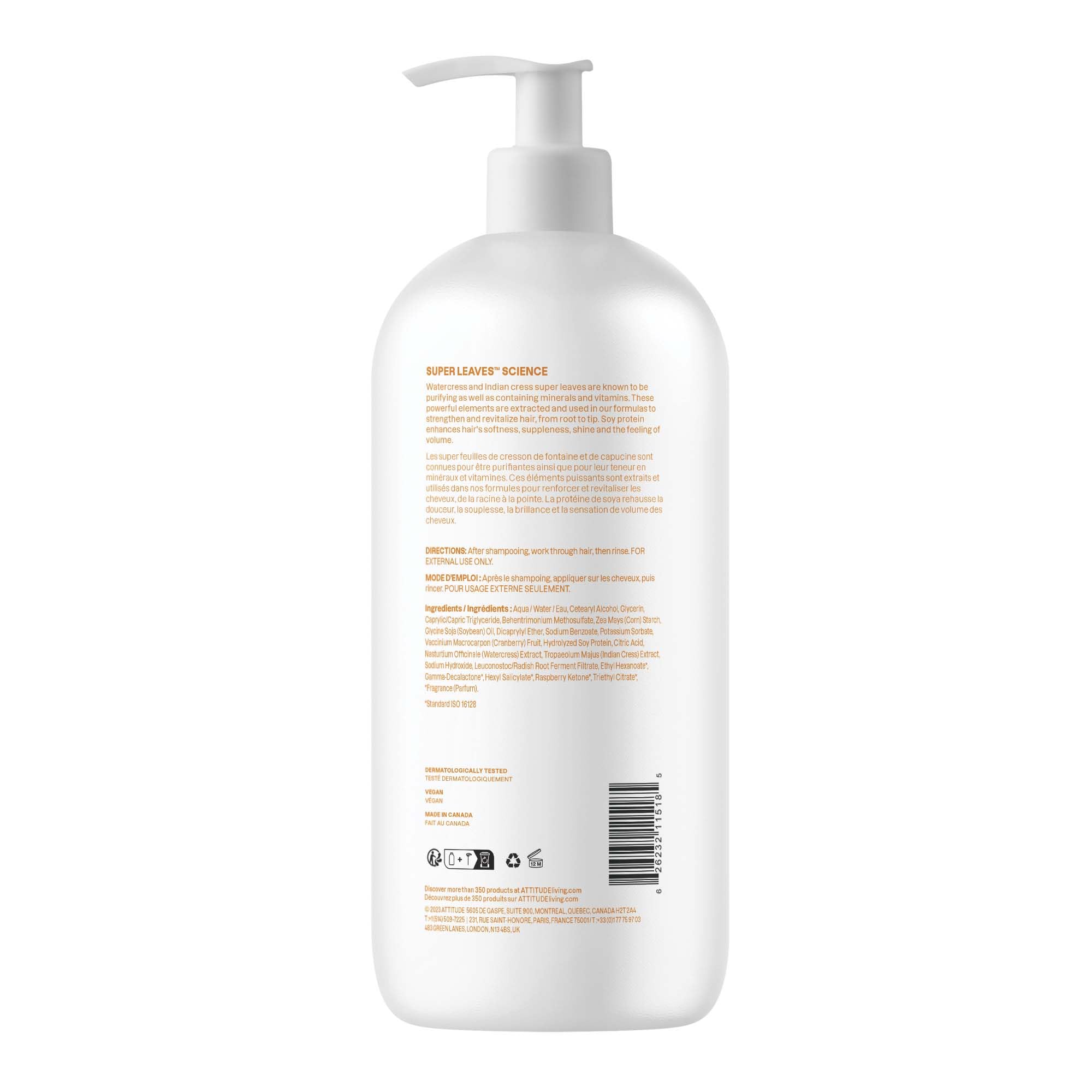 ATTITUDE Volume and Shine Hair Conditioner, Made in Canda, For Thin Hair, Naturally Derived Ingredients, Vegan Detangler, Dermatologically Tested, Soy Protein & Cranberries, 946 mL 🍁 All In One Marketplace Canada