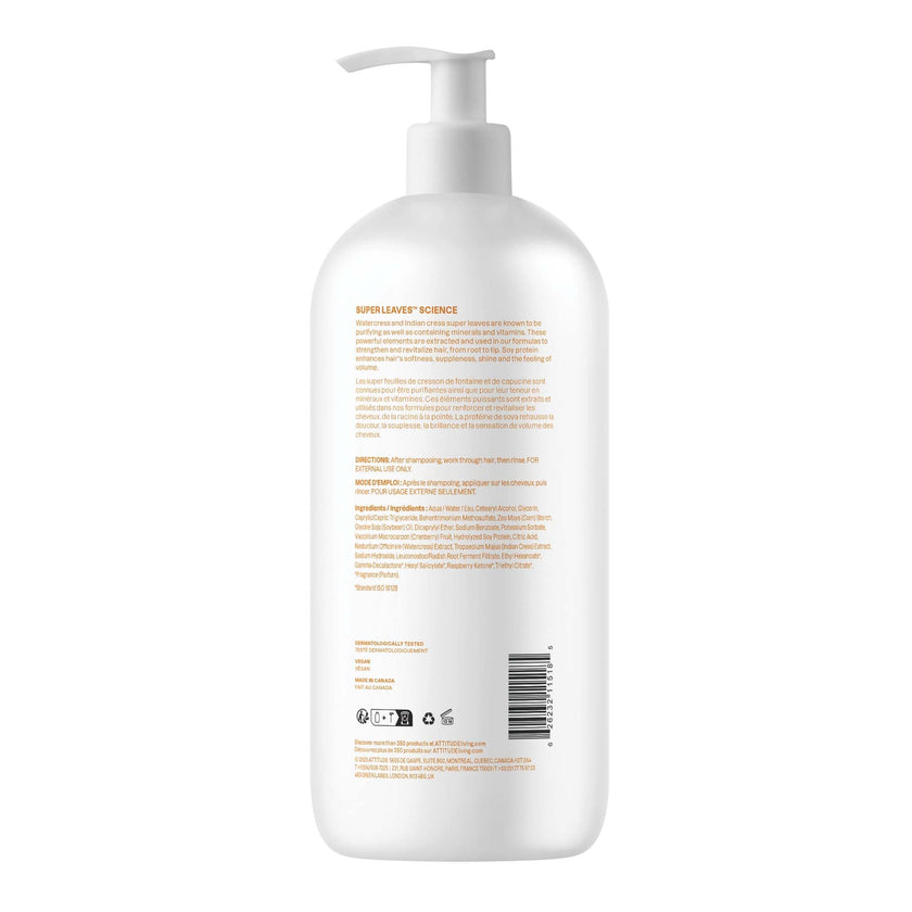 ATTITUDE Volume and Shine Hair Conditioner, Made in Canda, For Thin Hair, Naturally Derived Ingredients, Vegan Detangler, Dermatologically Tested, Soy Protein & Cranberries, 946 mL 🍁 All In One Marketplace Canada