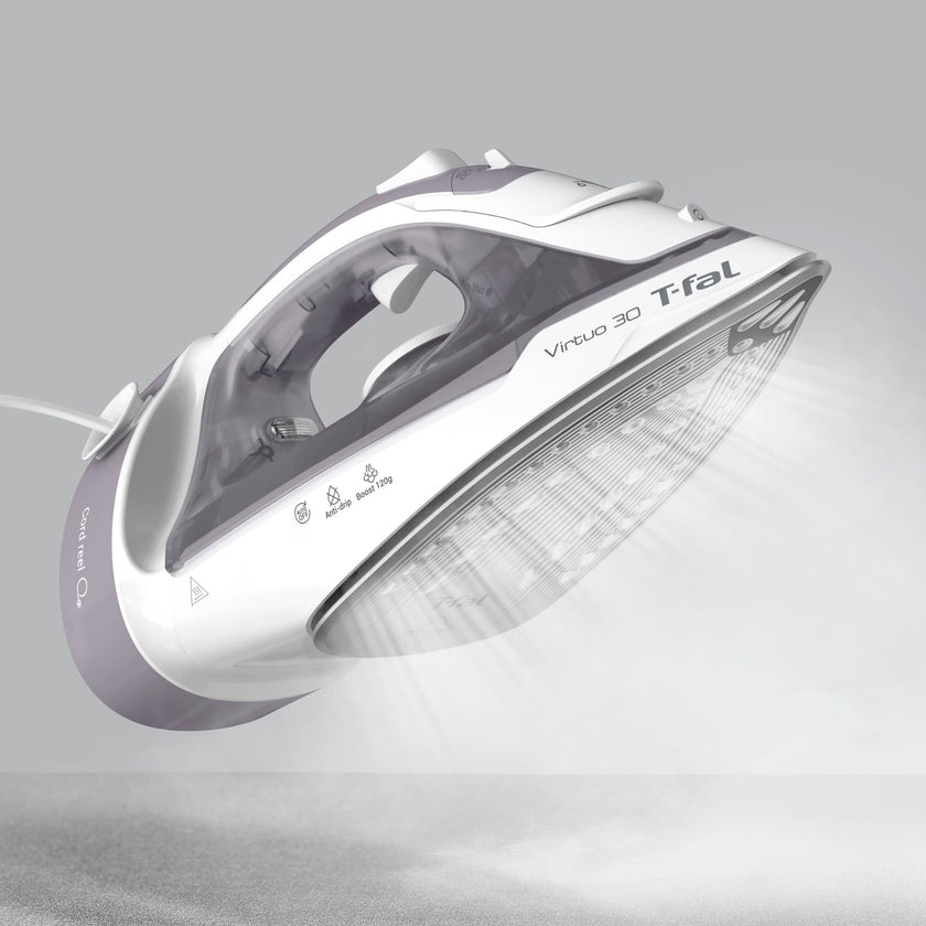 T-Fal Virtuo Steam Iron for Clothes with Retractable Cord, Portable Iron and Steamer for Clothes, Ceramic Nonstick Soleplate, 1500 Watts, Anti-Drip, Auto-Off, Scratch Resistant, Grey 🍁 All In One Marketplace Canada