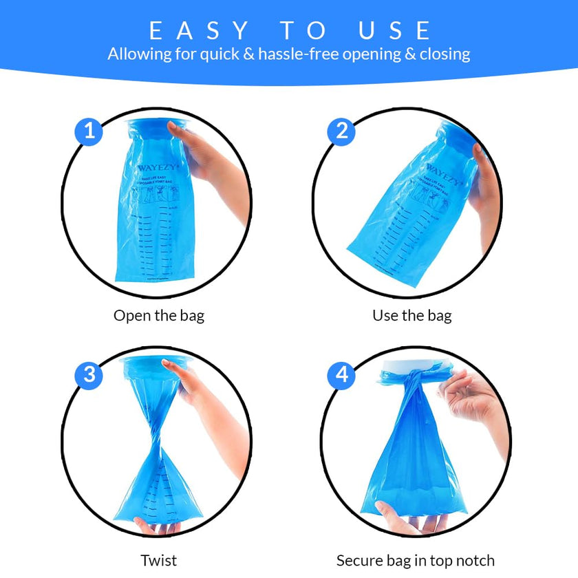 Vomit Bags Disposable 25 Pack (1000ml) – Medical Grade Emesis Bags for Travel, Motion Sickness, Morning Sickness & Nausea – Leak-Proof, Odor-Blocking, Portable Throw Up Bag 🍁 All In One Marketplace Canada