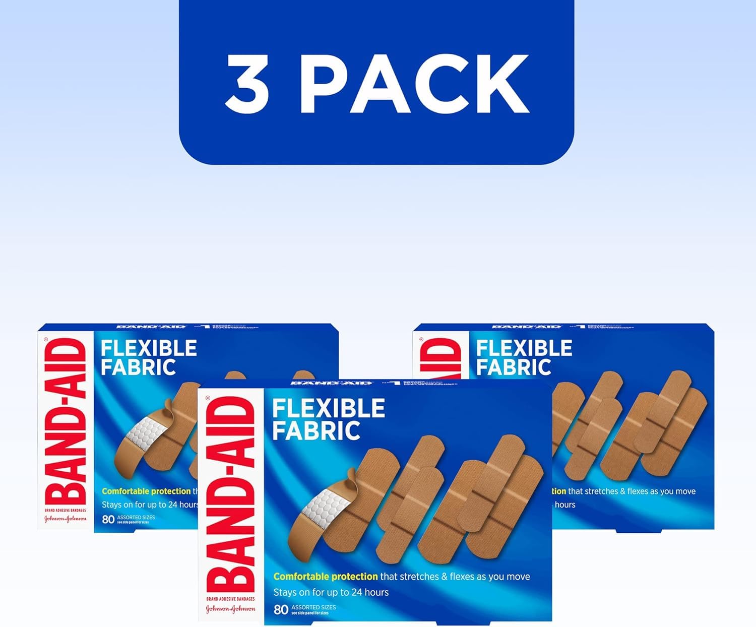 Band-Aid Flexible Fabric Adhesive Bandages, Assorted Sizes Value Pack, Small and Regular, 80 Bandages (3 Packs) 🍁 All In One Marketplace Canada
