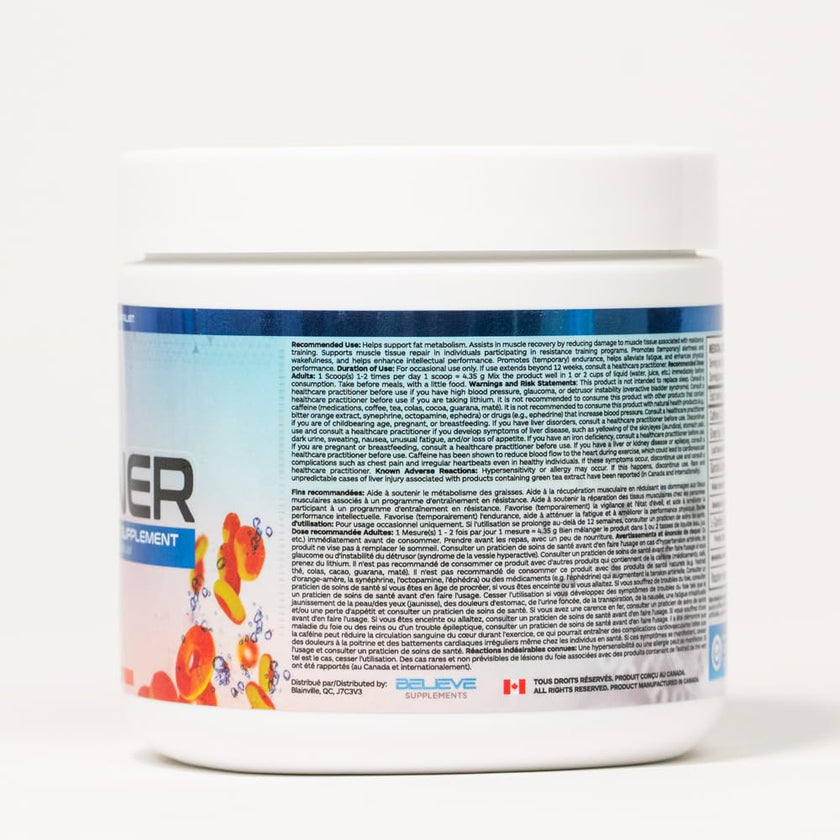 Energy+Burner Believe Supplements (sour peach) 🍁 All In One Marketplace Canada