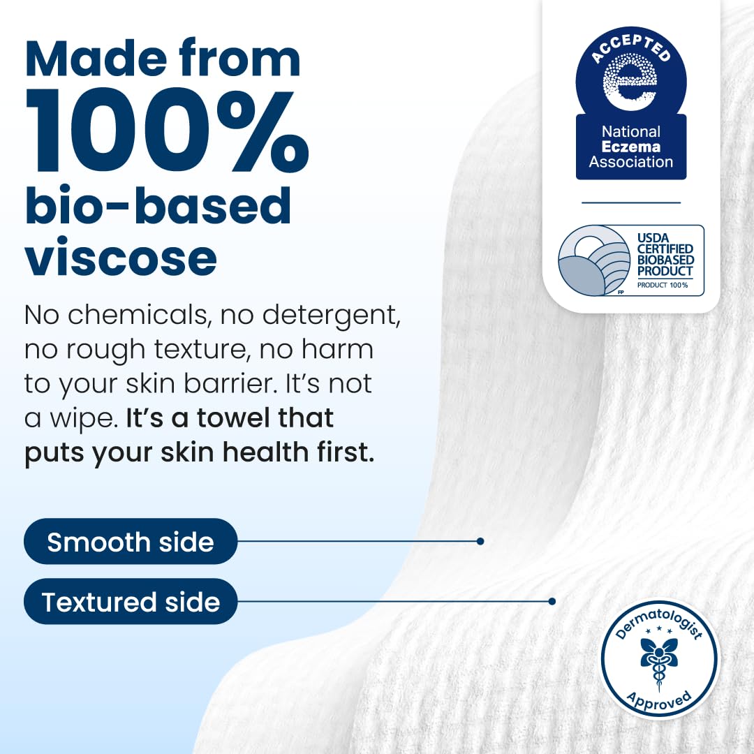 Clean Skin Club Clean Towels XL®, 100% USDA Biobased Face Towel, Disposable Face Towelette, Eczema Association Accepted, Makeup Remover Dry Wipes, Ultra Soft, 1 Pack, 50 Ct 🍁 All In One Marketplace Canada