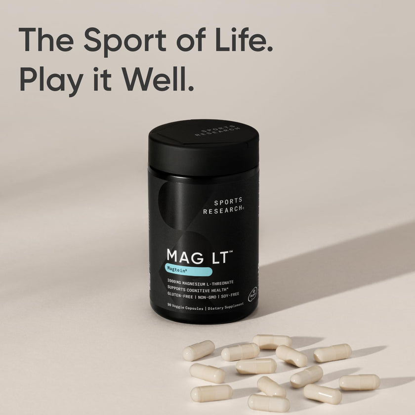 Sports Research® Magtein Magnesium L-Threonate Capsules - Magnesium Supplement for Memory, Focus & Cognition - 144mg Elemental Magnesium per Dose - Supports Sleep & Mood, 90 Capsules for Adults 🍁 All In One Marketplace Canada