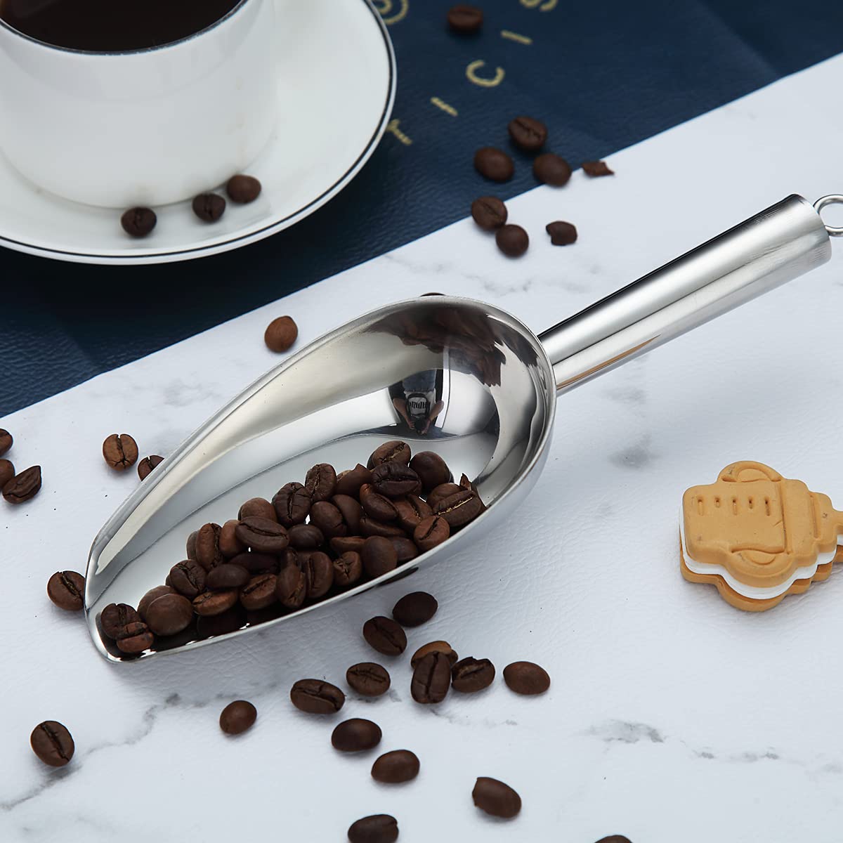 Berglander Stainless Steel Ice Scoop 6 OZ, Multipurpose Scoop for Ice Maker, Candy, Kitchen, Bar, Party, Wedding, Pet, Animal, Dog Food, Beach Shovel (Silver) 🍁 All In One Marketplace Canada