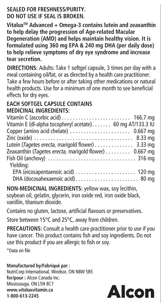 VITALUX® Advanced Plus Omega-3, 75 Capsules 🍁 All In One Marketplace Canada