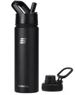 SUNWILL Metal Water Bottle with Straw 22 oz, Stainless Steel Insulated Flask for Cold and Hot Drink, Travel, Sports, Gym, Powder Coated Black 🍁 All In One Marketplace Canada