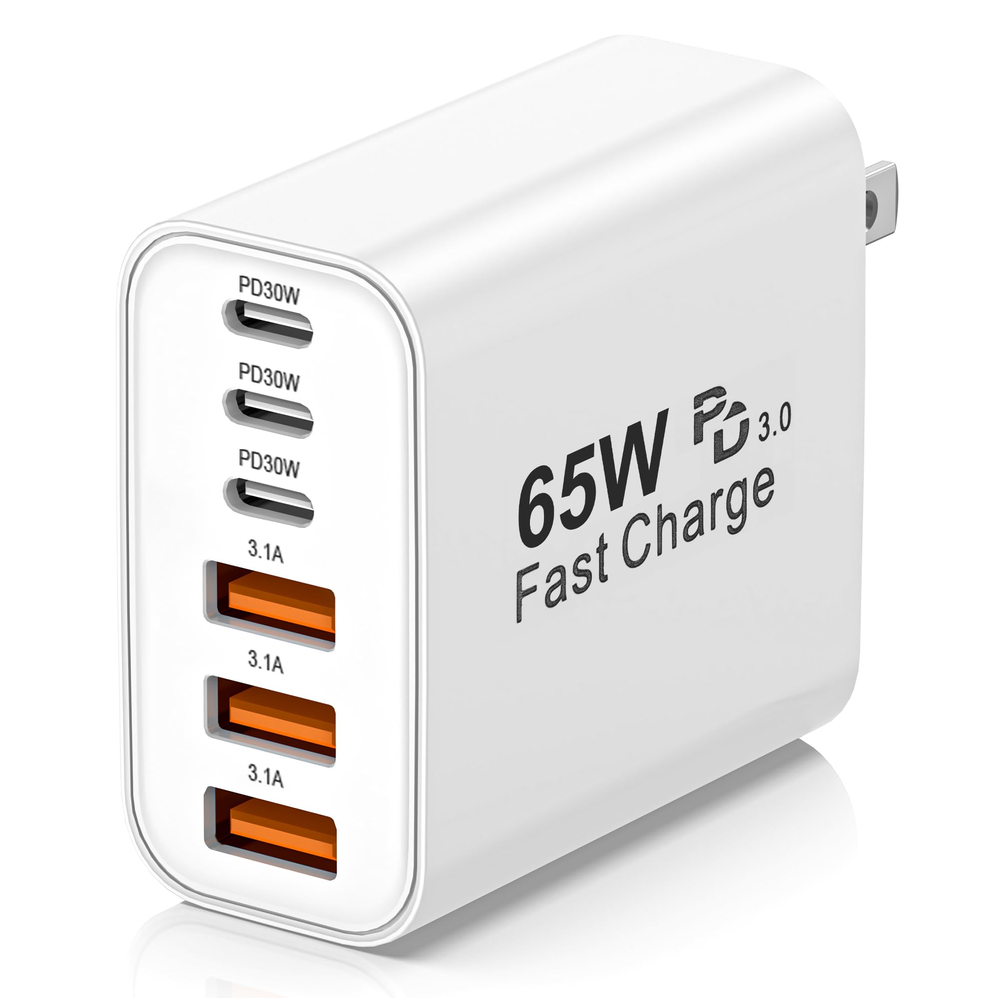 USB C Charger Block,65W 6-Port Multi Device Fast Charger PD QC Wall Adapter 🍁 All In One Marketplace Canada