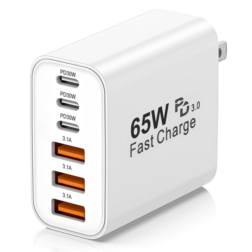USB C Charger Block,65W 6-Port Multi Device Fast Charger PD QC Wall Adapter 🍁 All In One Marketplace Canada