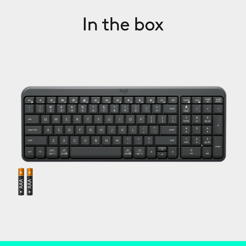Logitech K250 Bluetooth Keyboard with Numpad, Easy Connectivity, Compact Wireless Keyboard Made with Recycled Plastic, Spill-Resistant, Comfortable Keys - Windows/MacOS - Graphite 🍁 All In One Marketplace Canada