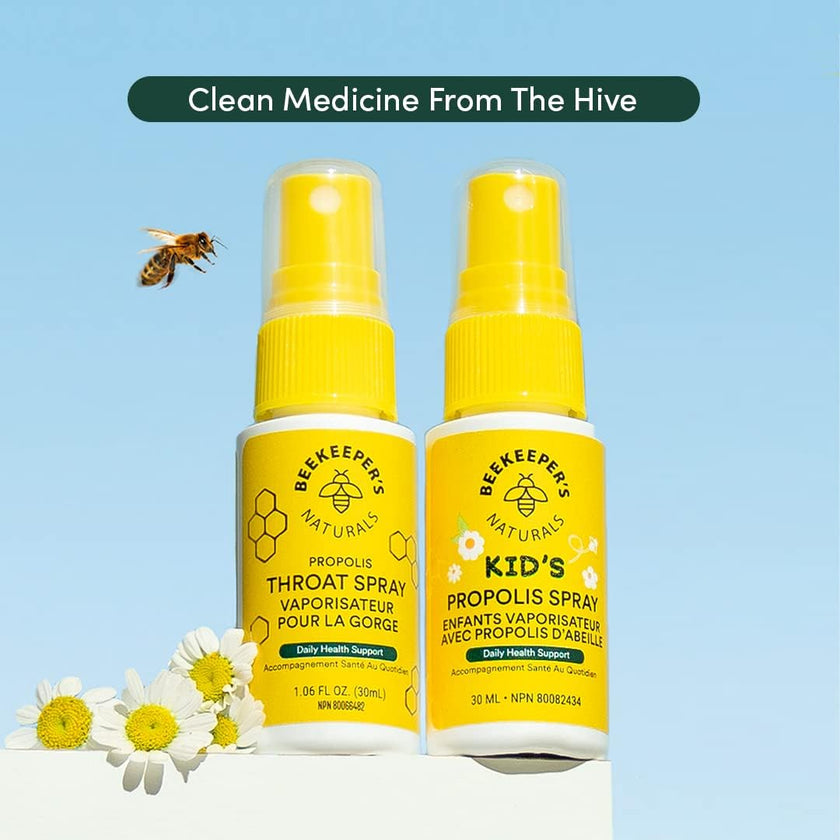 BEEKEEPER'S NATURALS Propolis Throat Spray for Kids - Made with 77mg Bee Propolis Extract - Natural Immune Support & Sore Throat Relief - Has Antioxidants & Gluten-Free (1.06 oz) 🍁 All In One Marketplace Canada