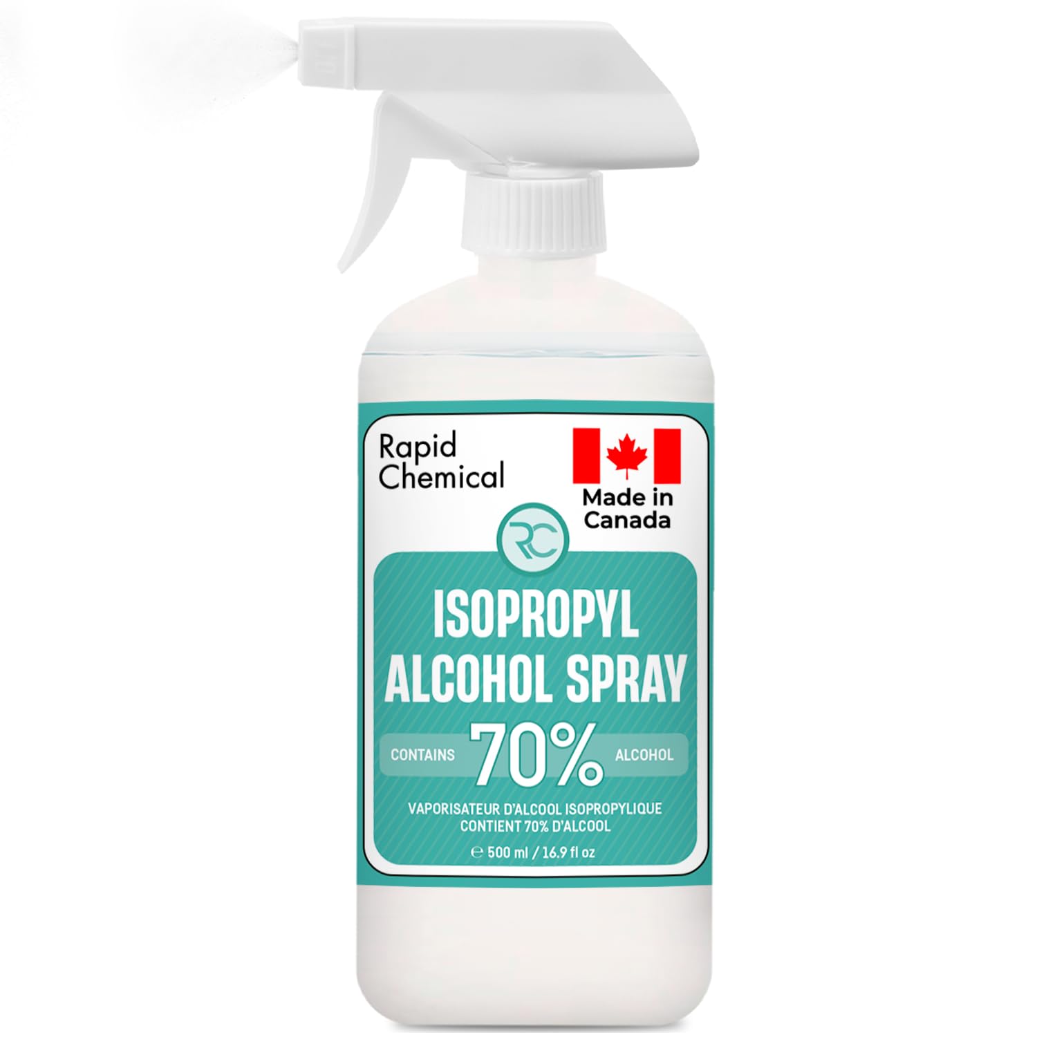 Isopropyl Alcohol Spray 70% - Rubbing Alcohol 70 Percent - 500ml - USP Grade - Made in Canada (1 spray bottle, 500ml) 🍁 All In One Marketplace Canada