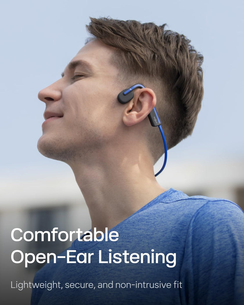 Shokz (AfterShokz) OpenMove - Open-Ear Bluetooth Sport Headphones - Bone Conduction Wireless Earphones - Sweatproof for Running and Workouts, with Sticker Pack (Blue) 🍁 All In One Marketplace Canada