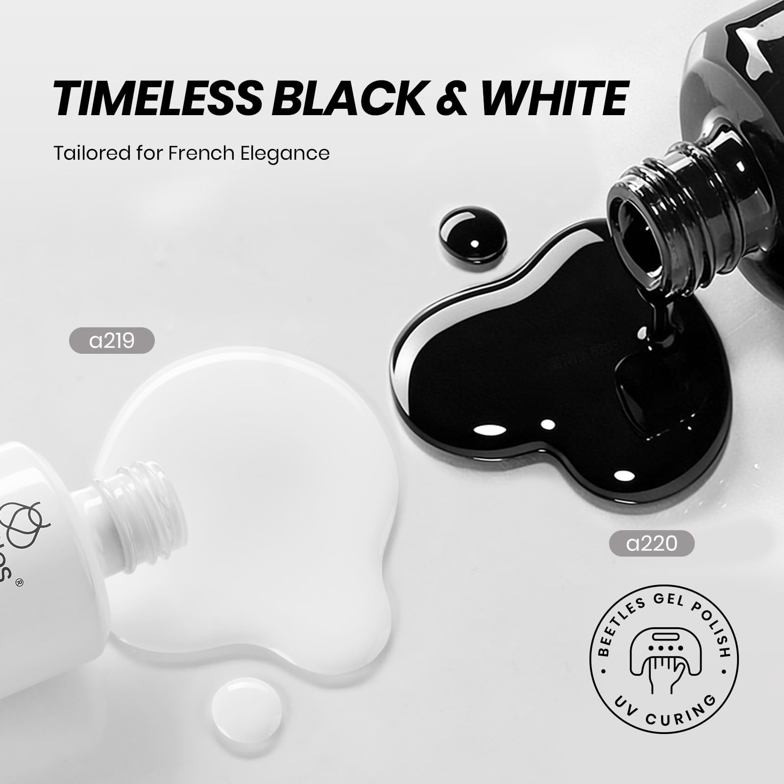 Beetles Gel Nail Polish Kit- 2 Pcs 15ml Black And White Gel Polish Black Gel Nail Polish Black Nail Polish Soak Off Led Gel Polish Nail Art Manicure Salon Diy at Home 🍁 All In One Marketplace Canada