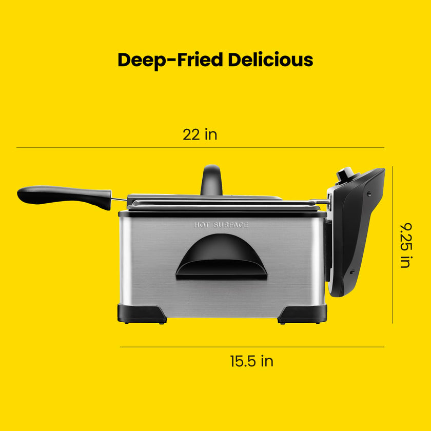 Chefman 4.3 Liter Deep Fryer with Basket for Home Use, XL Jumbo Size Fry Basket Strainer, Adjustable Temperature & Timer Fish Fryer, Chicken Fryer, French Fry Maker, Gifts for Cooks, Stainless Steel 🍁 All In One Marketplace Canada