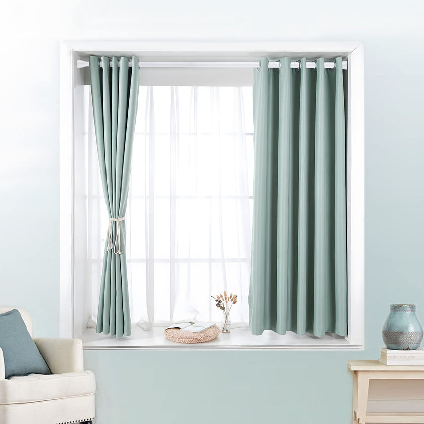 White Tension Curtain Rod for Windows 28 to 48 inch, Adjustable Expandable Pressure Spring Curtain Rod No Drilling, 7/8