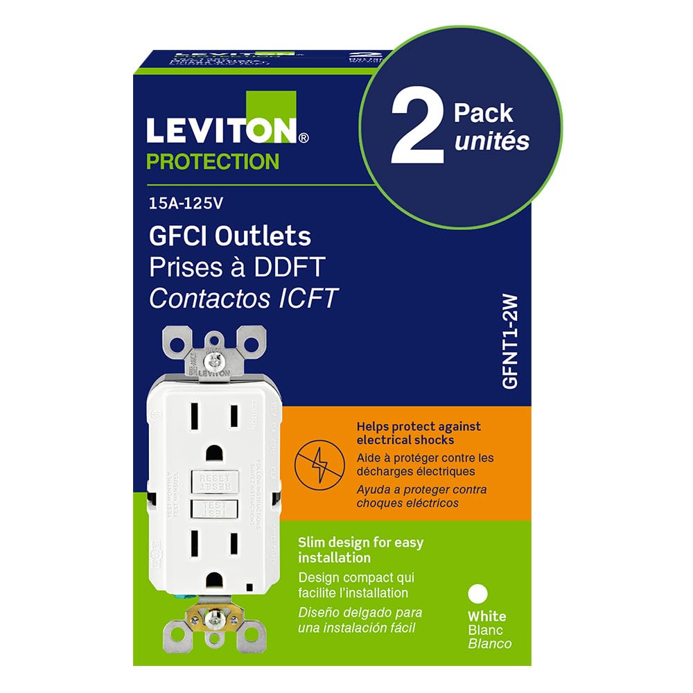 Leviton GFCI 2-Pack, 15 Amp Non Tamper Resistant Receptacle, Smartlock Pro Duplex, GFNT1-02W, White 🍁 All In One Marketplace Canada