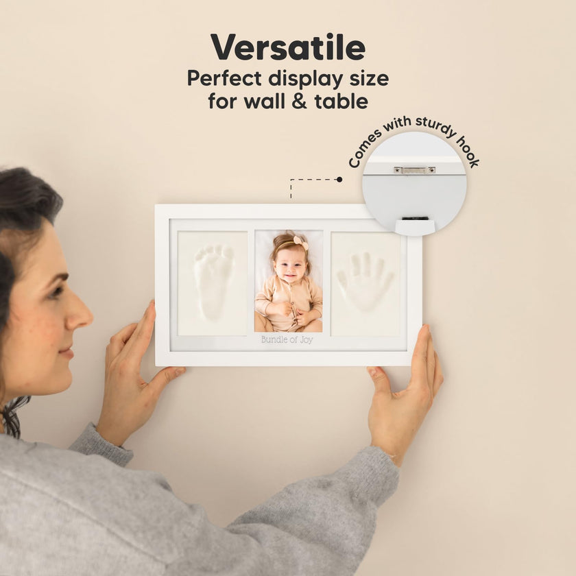 Baby Hand and Footprint Kit - Clay Handprint Keepsake Frame, Newborn Nursery Picture Frame, Personalized New Mom Gifts for Baby Shower & Registry (Alpine White) 🍁 All In One Marketplace Canada