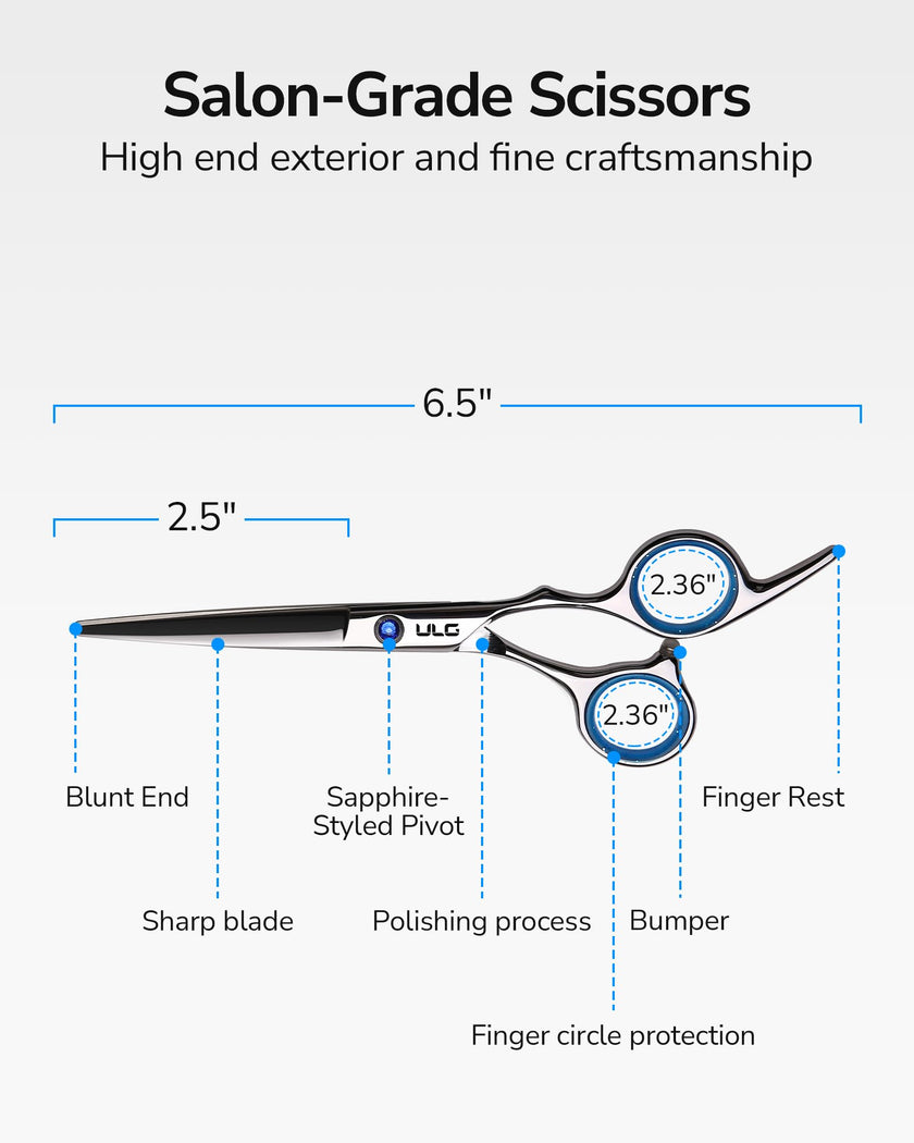 Hair Cutting Scissors, ULG Professional Hair Scissors 6.5 inch Right-Hand Razor Edge Barber Shears Salon Hair Cutting Shears Made of Japanese Stainless Steel, Hand Sharpened Blue 🍁 All In One Marketplace Canada
