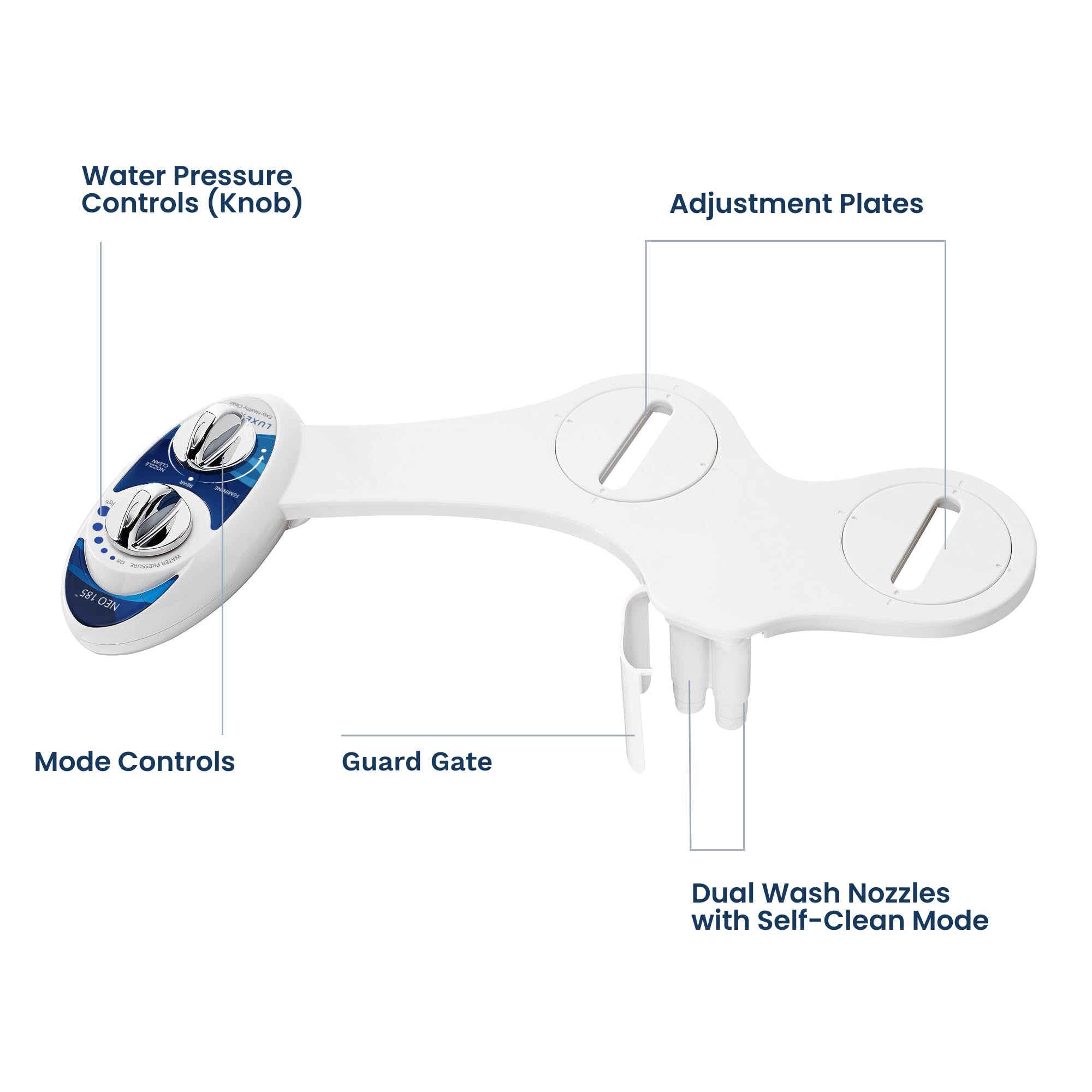 LUXE Bidet NEO 185 - Dual Nozzle, Self-Cleaning, Non-Electric Bidet Attachment for Toilet Seat, Adjustable Water Pressure, Rear & Feminine Wash (Blue) 🍁 All In One Marketplace Canada