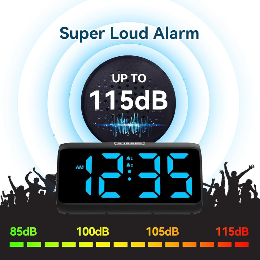 Netzu Loud Alarm Clocks for Bedrooms, Heavy Sleepers Alarm Clock with Dual Alarms, Bold Digits, 5 Dimmers, 4 Volumes, Snooze, Bedside Clock for Deep Sleepers Kids Teens Seniors, Plug in Clock 🍁 All In One Marketplace Canada