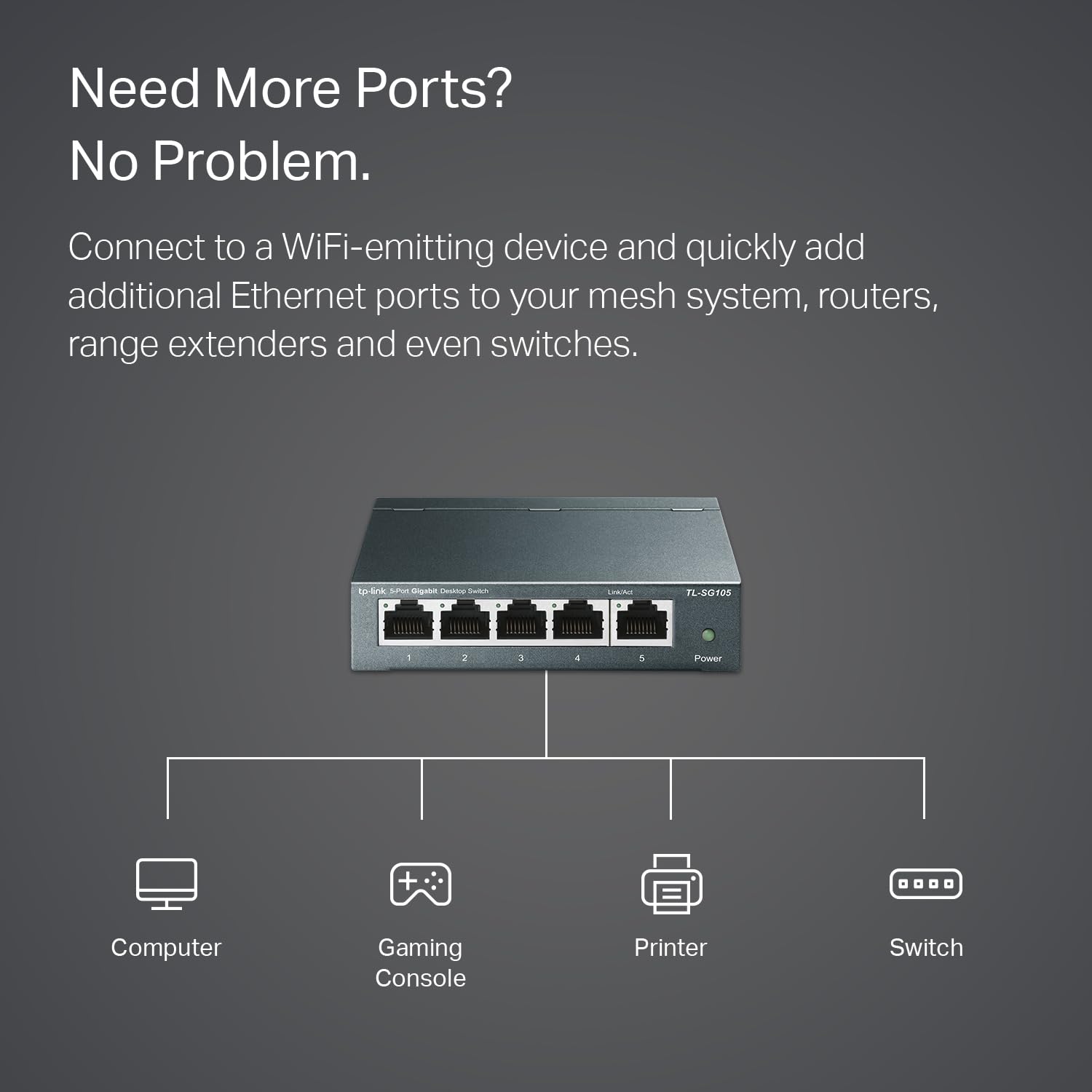 TP-Link TL-SG105 5 Port Gigabit Unmanaged Ethernet Network Switch, Ethernet Splitter, Plug and Play, Fanless Metal Design, Shielded Ports, Traffic Optimization, Limited Lifetime Protection,Black 🍁 All In One Marketplace Canada
