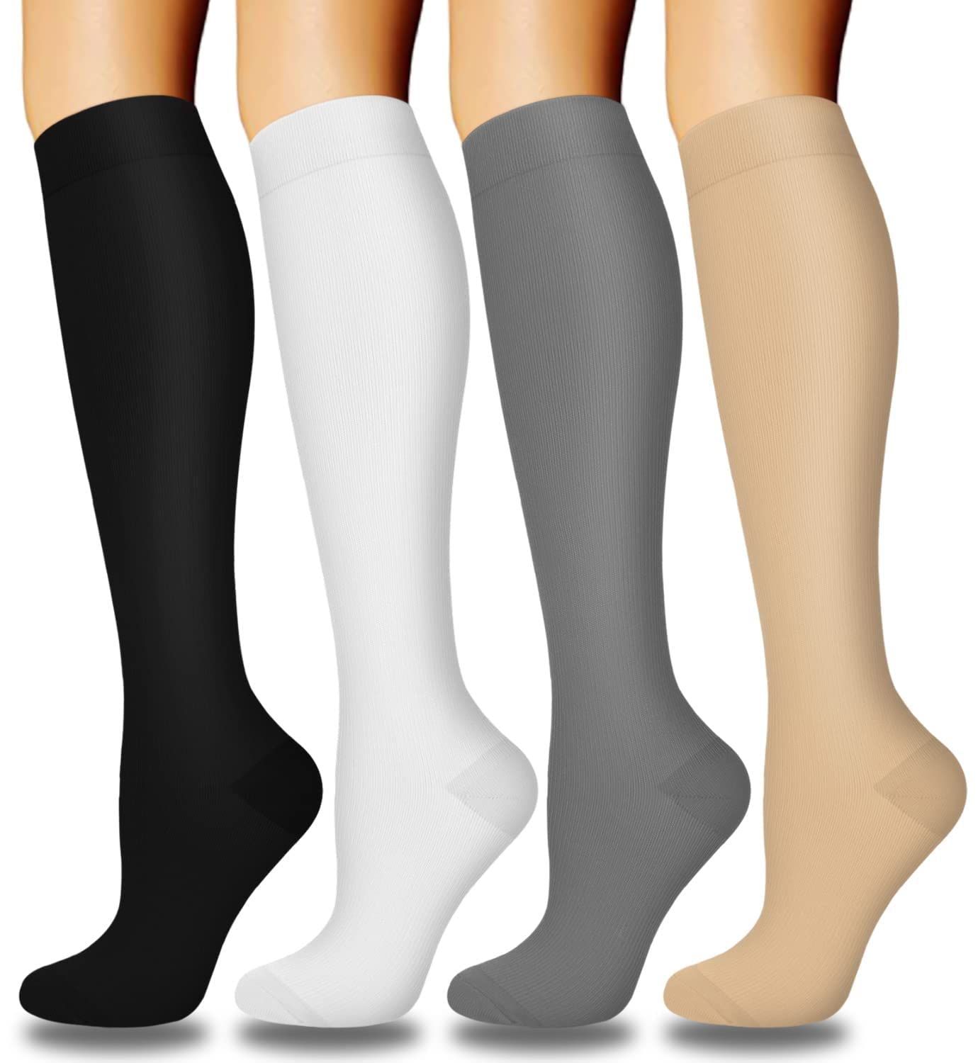 4 Pairs Copper Compression Socks for Men&Women(15-20mmHg), Compression Stocking for Swelling Running Hiking Travel Nursing 🍁 All In One Marketplace Canada