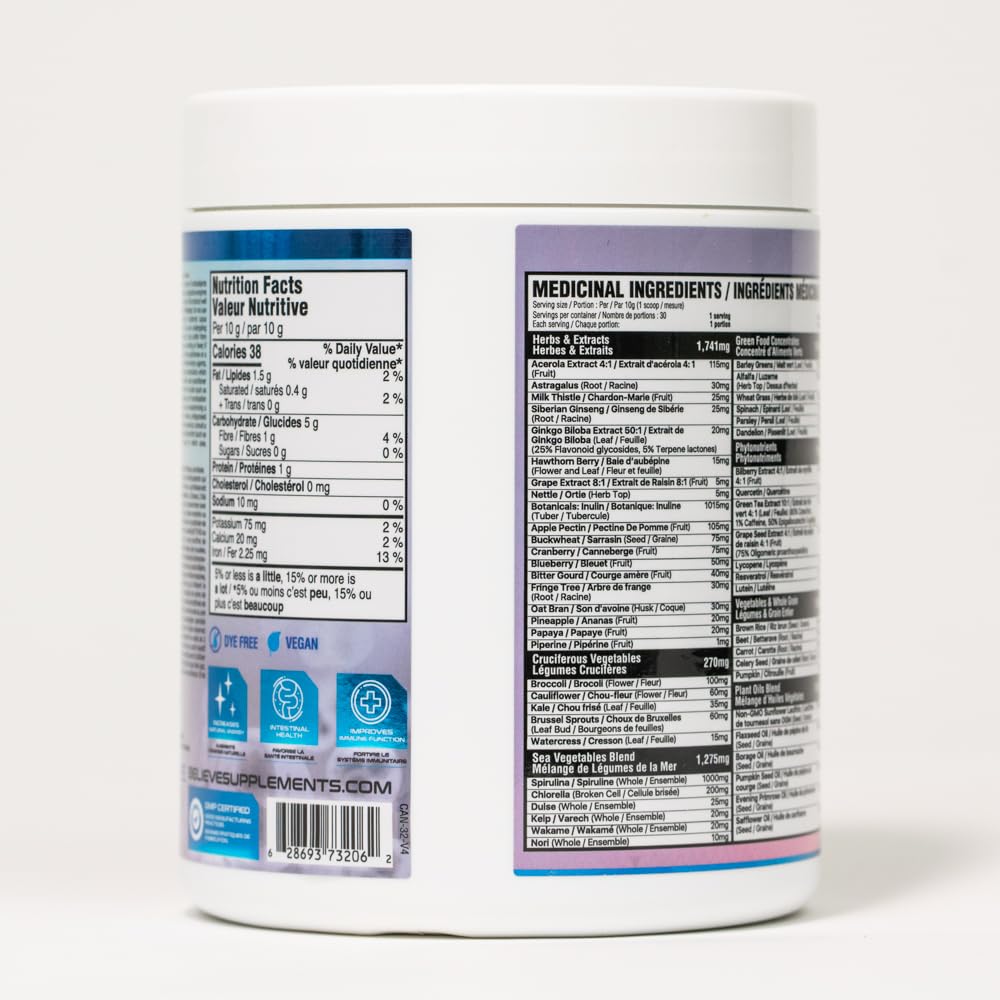 Believe Supplements Superfoods+Greens - Superfood Blend | Boost Energy, Immunity, and Digestion | Rich in Antioxidants & Essential Nutrients! (30 Servings, Citrus Blast) 🍁 All In One Marketplace Canada