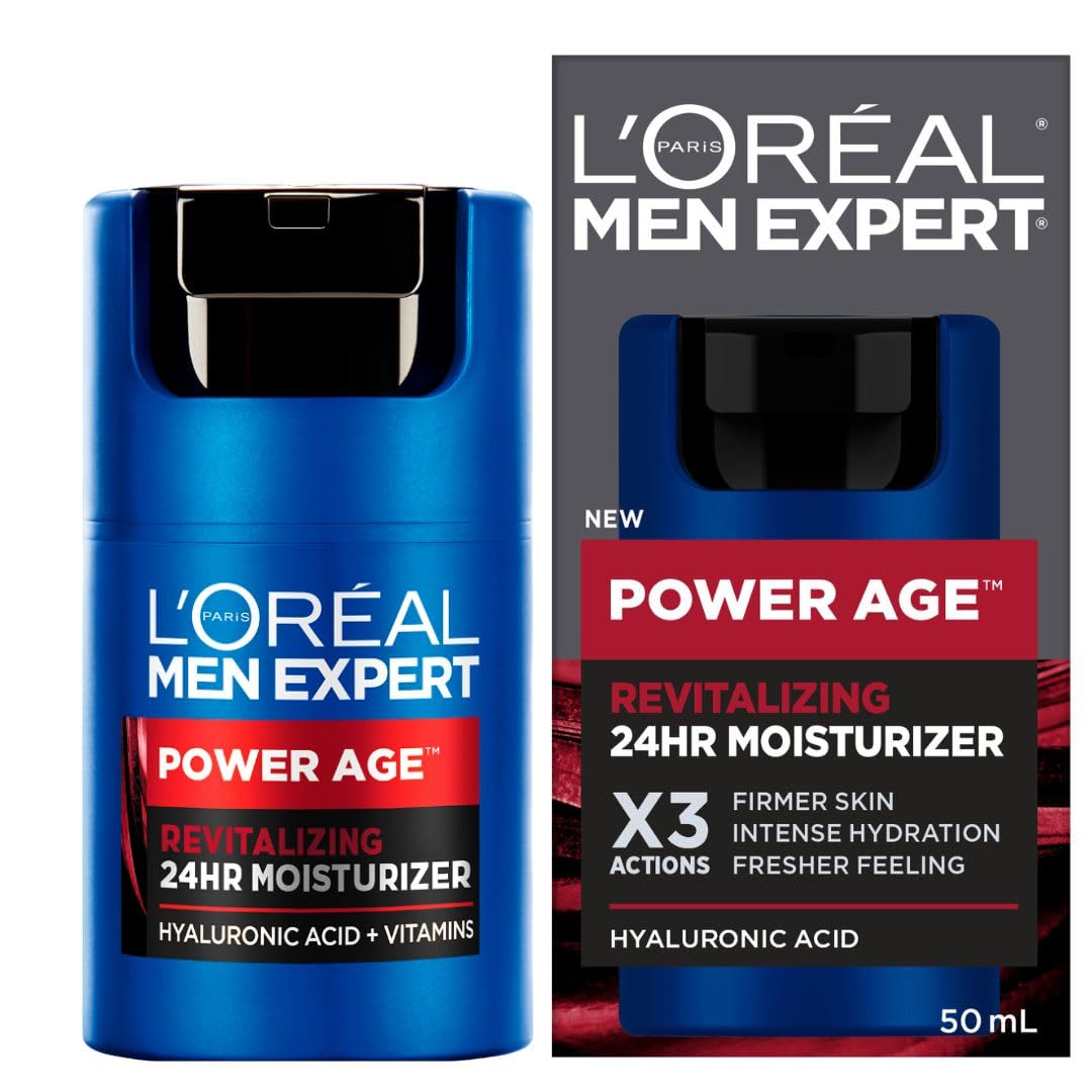 L'Oréal Paris Men Expert 24 HR Hydrating Moisturizer for Men with Hyaluronic Acid and Vitamins, Fights Signs of Aging, Power Age, Packaging May Vary, 50 mL 🍁 All In One Marketplace Canada