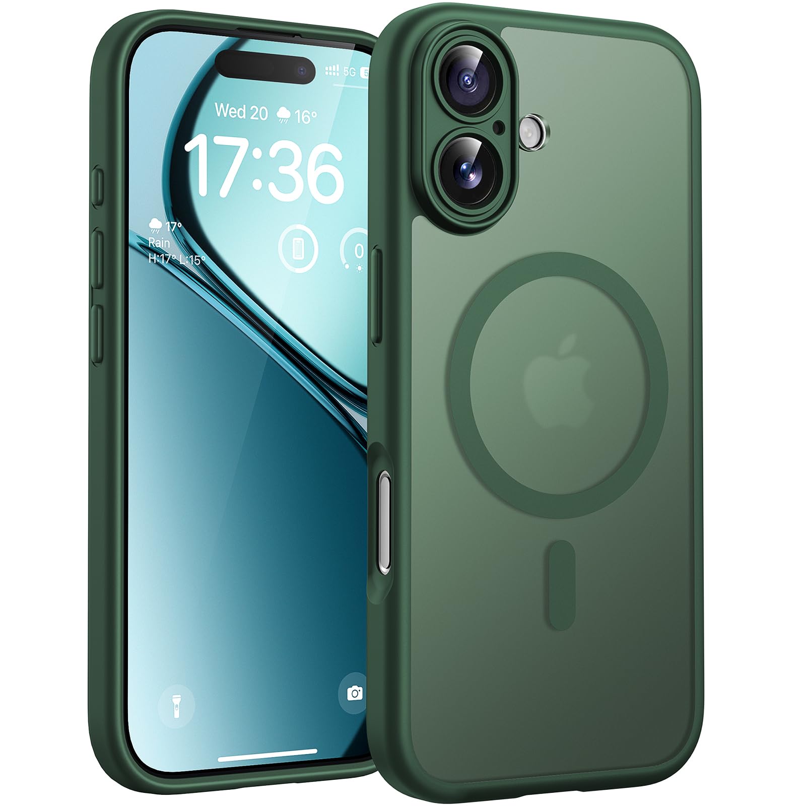 TOCOL for iPhone 17 Case, Full Camera Protection, Built-in Magnetic Ring, Compatible with Magsafe, Drop Protection, Translucent Matte Phone Case for iPhone 17 6.3 inch (Alpine Green) 🍁 All In One Marketplace Canada