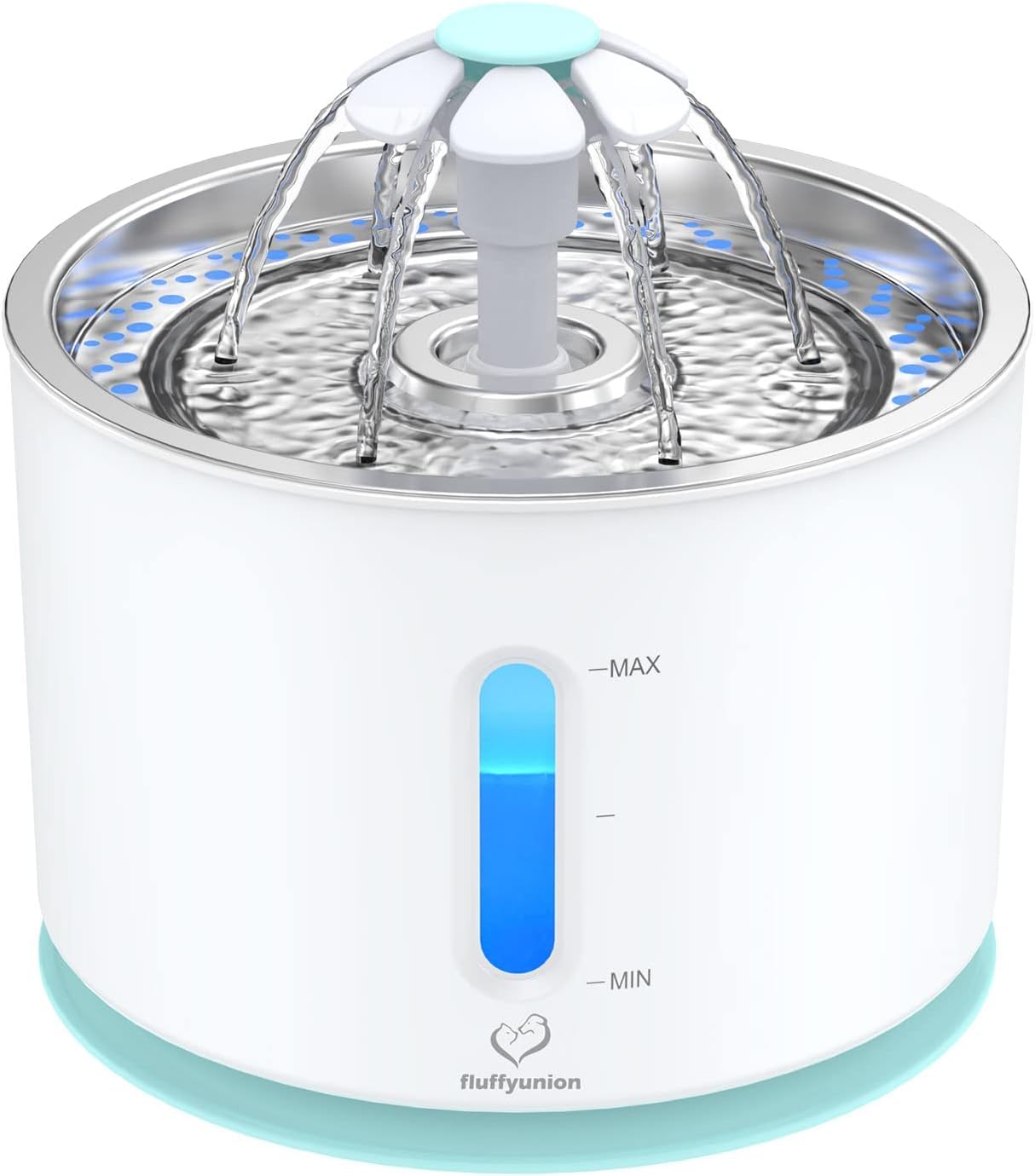 FluffyUnion Cat Water Fountain with Stainless Steel Lid, 2.4L/81oz Automatic Water Dispenser for Cats and Dogs 🍁 All In One Marketplace Canada