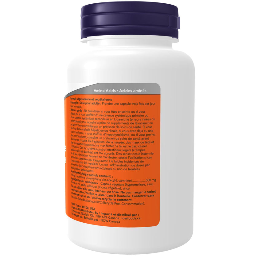 NOW Supplements, Acetyl-L Carnitine 500 mg, Amino Acid, Brain And Nerve Cell Function, 100 Veg Capsules 🍁 All In One Marketplace Canada