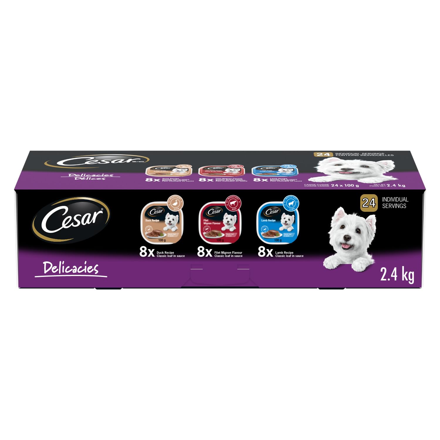CESAR Classic Loaf in Sauce Adult Wet Dog Food Delicacies Variety Pack, 24x100g Trays 🍁 All In One Marketplace Canada