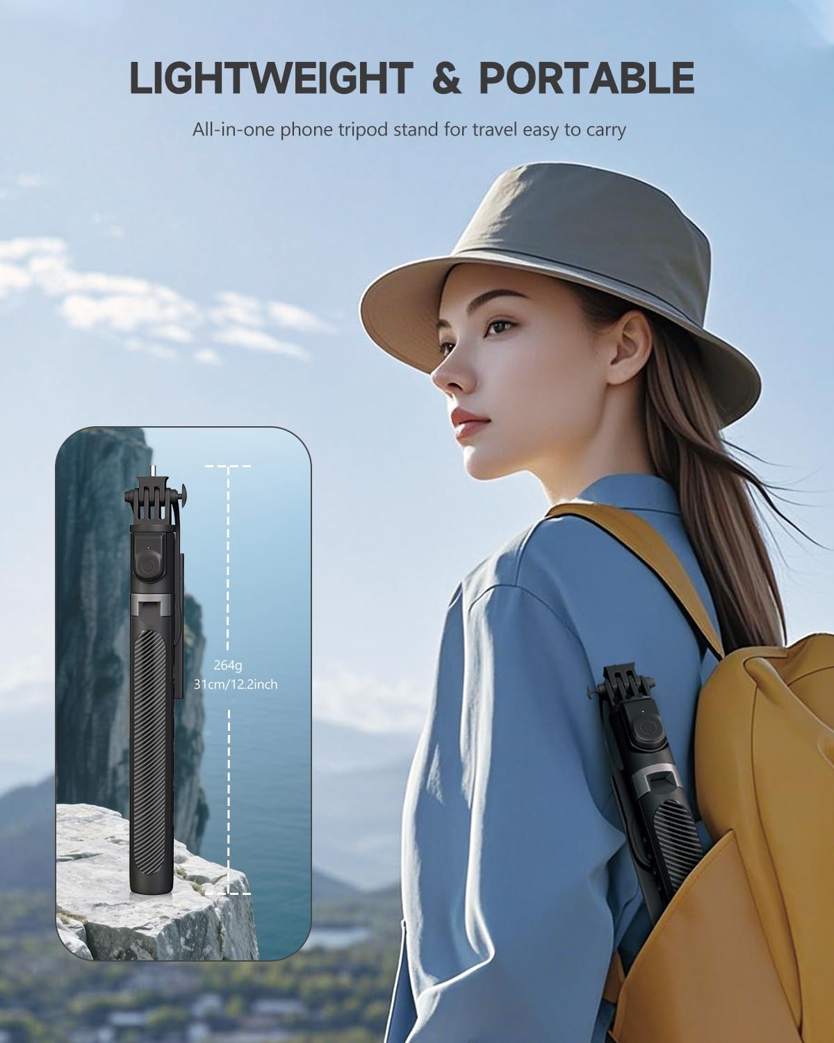 RISEOFLE 71” Phone Tripod & Selfie Stick, Portable All in One Extendable Cell Phone Tripod Stand, with Wireless Remote Control for iPhone/Samsung/Android/Camera 🍁 All In One Marketplace Canada