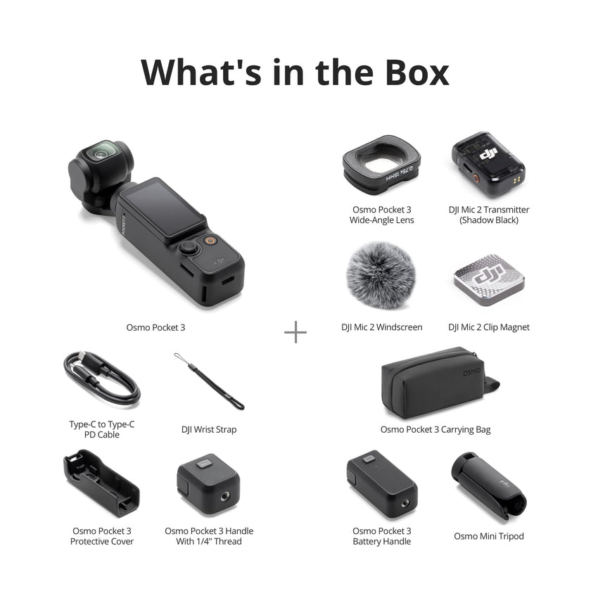 DJI Osmo Pocket 3 Creator Combo, Vlogging Cameras with 1'' CMOS, 4K/120fps Vlog Camera, 3-Axis Stabilization, Face/Object Tracking, Mic Included for Clear Sound, Digital Vlogging Camera for YouTube 🍁 All In One Marketplace Canada