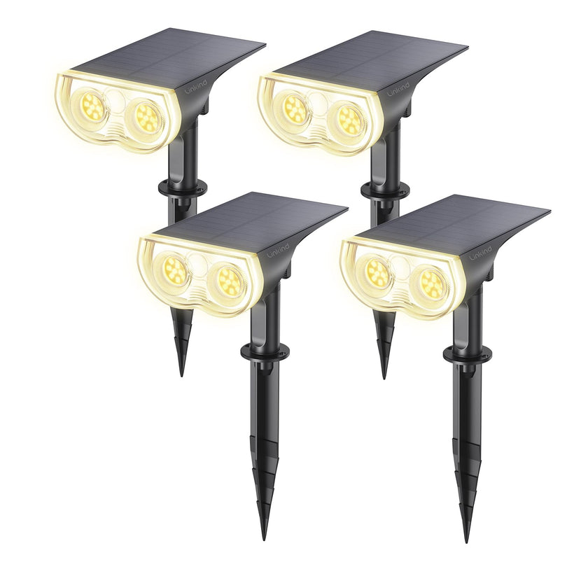 Linkind Solar Lights Outdoor Waterproof IP67, StarRay Dusk-to-Dawn Outdoor Solar Lights, 3 Lighting Modes Solar Spot Lights Outdoor for Garden, Yard, Landscape (Warm White, 4 Pack) 🍁 All In One Marketplace Canada