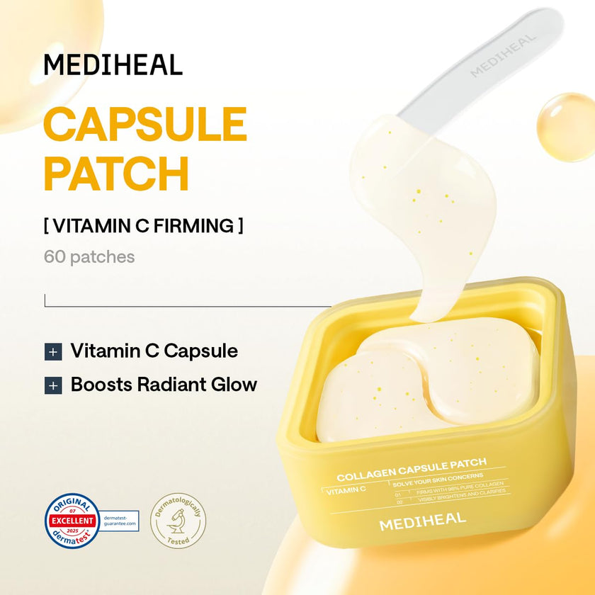 MEDIHEAL Collagen Vita Capsule Eye Patch – Korean Eye Mask for Dark Circles & Dark Spots, Vitamin C Hydrogel Under Eye Patches That Visibly Brighten, Plump & Even Skin Tone, 60 Count 🍁 All In One Marketplace Canada