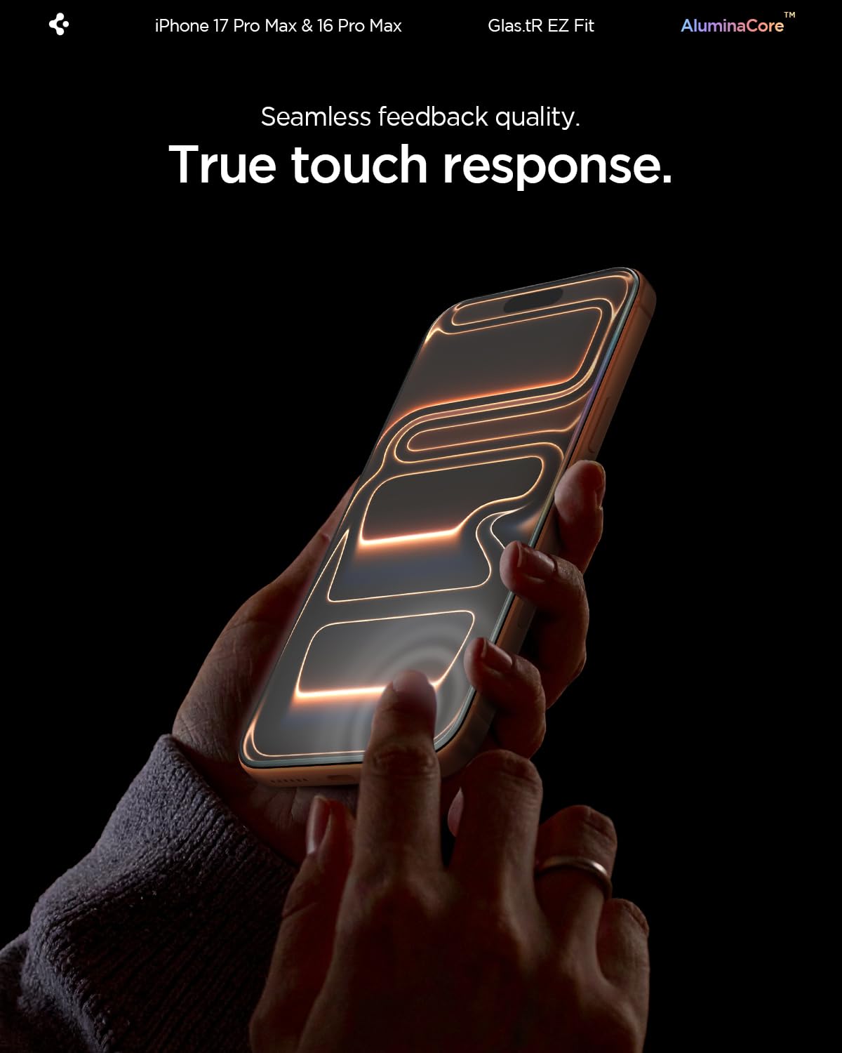 Spigen AluminaCore Tempered Glass Screen Protector [Glas.tR EZ Fit] designed for iPhone 17 Pro Max | iPhone 16 Pro Max [2 Pack] 9H+ Hardness, Aluminum-Enhanced Durability 🍁 All In One Marketplace Canada