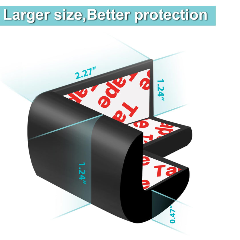 12 Pack Soft Corner Protector Baby Proofing Edge and Corner Guards, Safety Pre-Taped Rubber Foam Furniture Bumper for Fireplace, Table, Stair, Cabinet (Black) 🍁 All In One Marketplace Canada