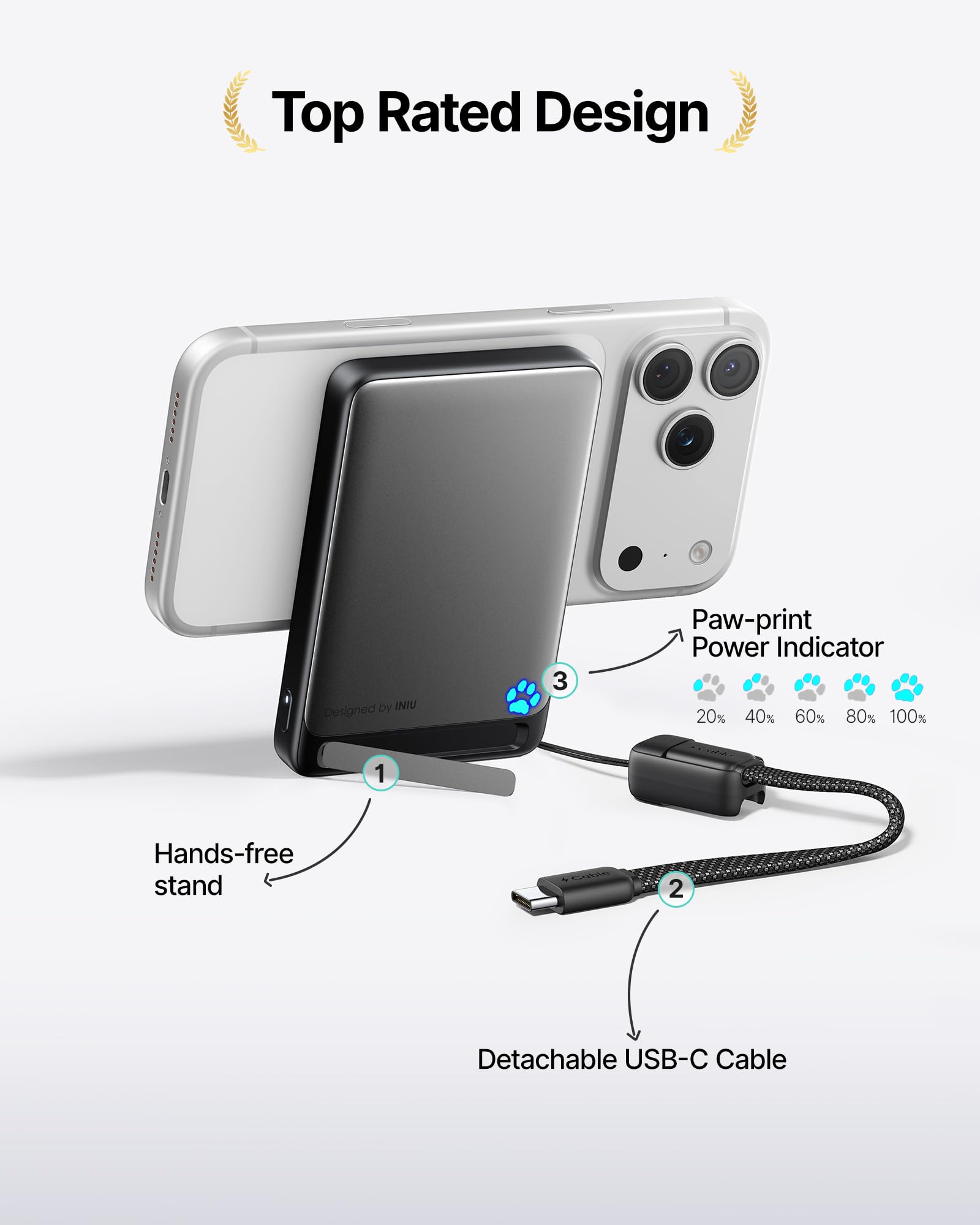 INIU for MagSafe Slimmest Power Bank, Original Qi2 Certified Wireless Fast Charging, 10000mAh 45W Portable Charger with USB C Cable & Stand, Flight Safe Magnetic Battery Pack for iPhone 17-12 Series 🍁 All In One Marketplace Canada