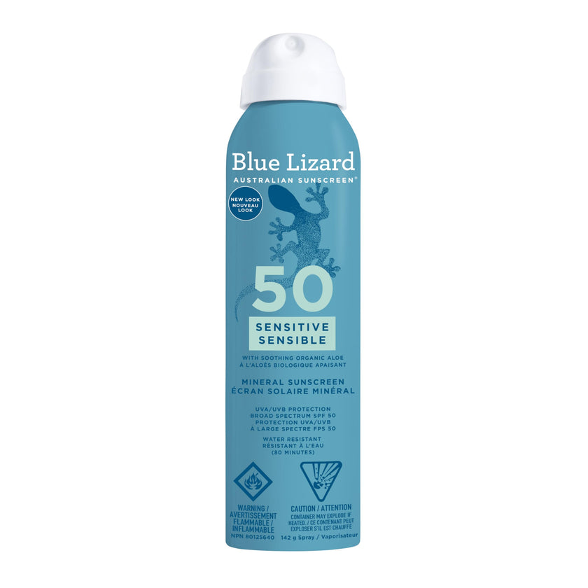 Blue Lizard Sensitive Mineral SPF 50 Spray, Broad-Spectrum UVA/UVB Protection, Water-Resistant, Zinc Oxide Formula, 142 g 🍁 All In One Marketplace Canada