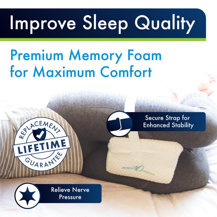 Sports Medica Doctor Developed Ergonomic Knee Pillow for Side Sleepers - eHandbook Included - Memory Foam Spine Alignment Leg Pillow for Sleeping on Side - Hip & Leg Elevation Pillow 🍁 All In One Marketplace Canada