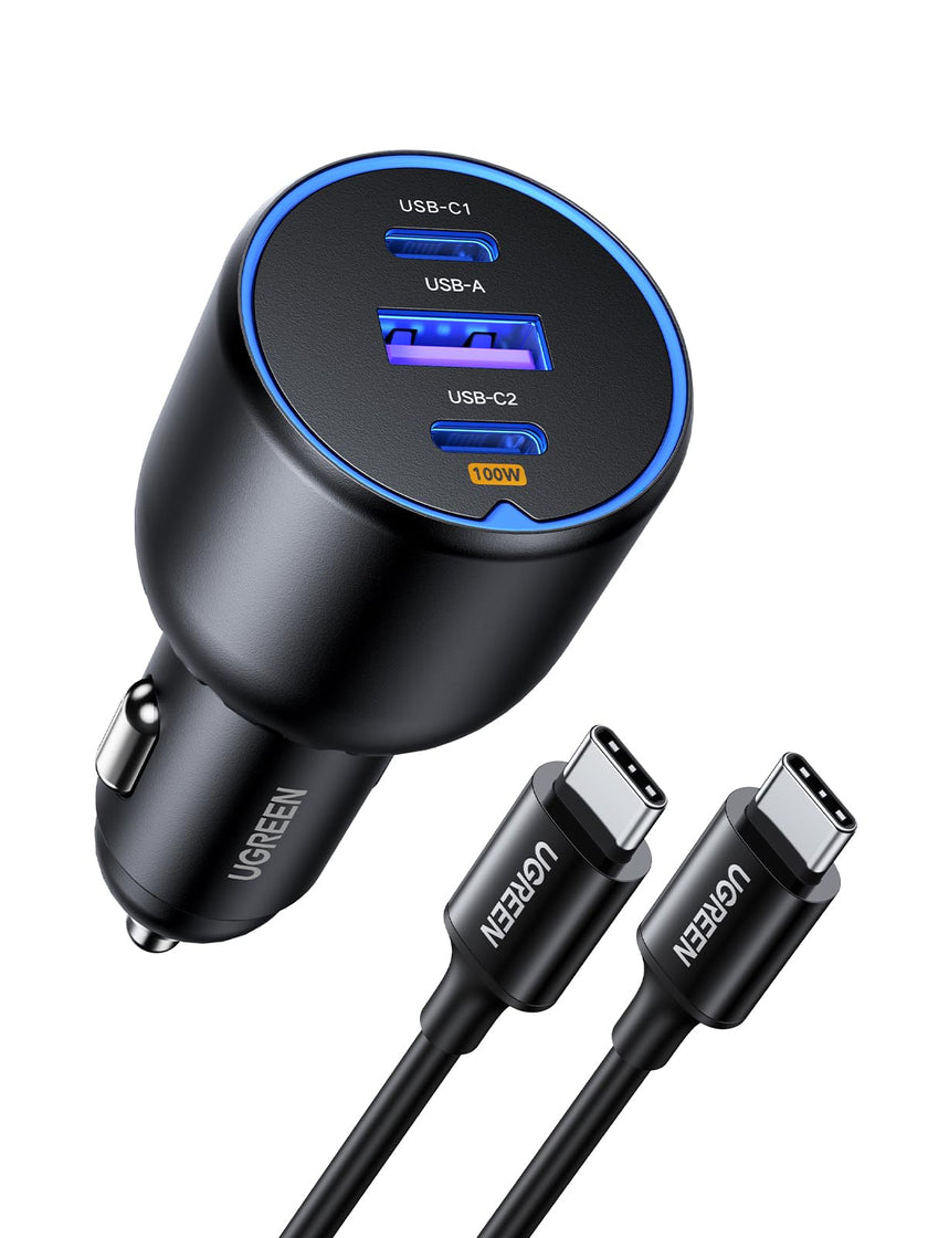 UGREEN 130W Car Charger USB C Fast Charger (with 100W USB C Cable) PD3.0 QC4.0 PPS Fast Charging Car Adapter Compatible with, MacBook, iPhone 17 16 15 14 Pro Max, Galaxy S25 S24 Ultra, iPad 🍁 All In One Marketplace Canada