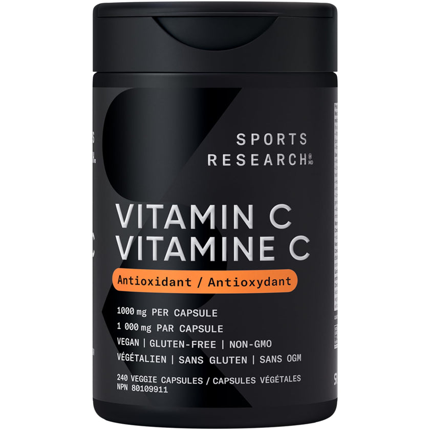 Sports Research® Vitamin C 1000mg - Non-GMO Project Verified Ascorbic Acid Vitamin C Supplement for Immune Support & Antioxidant Protection | Vegan Friendly, 8 Month Supply (240 Count) 🍁 All In One Marketplace Canada