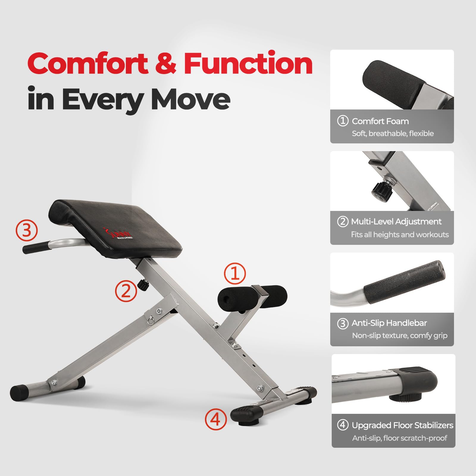 Sunny Health & Fitness Foldable Roman Chair, 45-Degree Hyperextension Bench 🍁 All In One Marketplace Canada