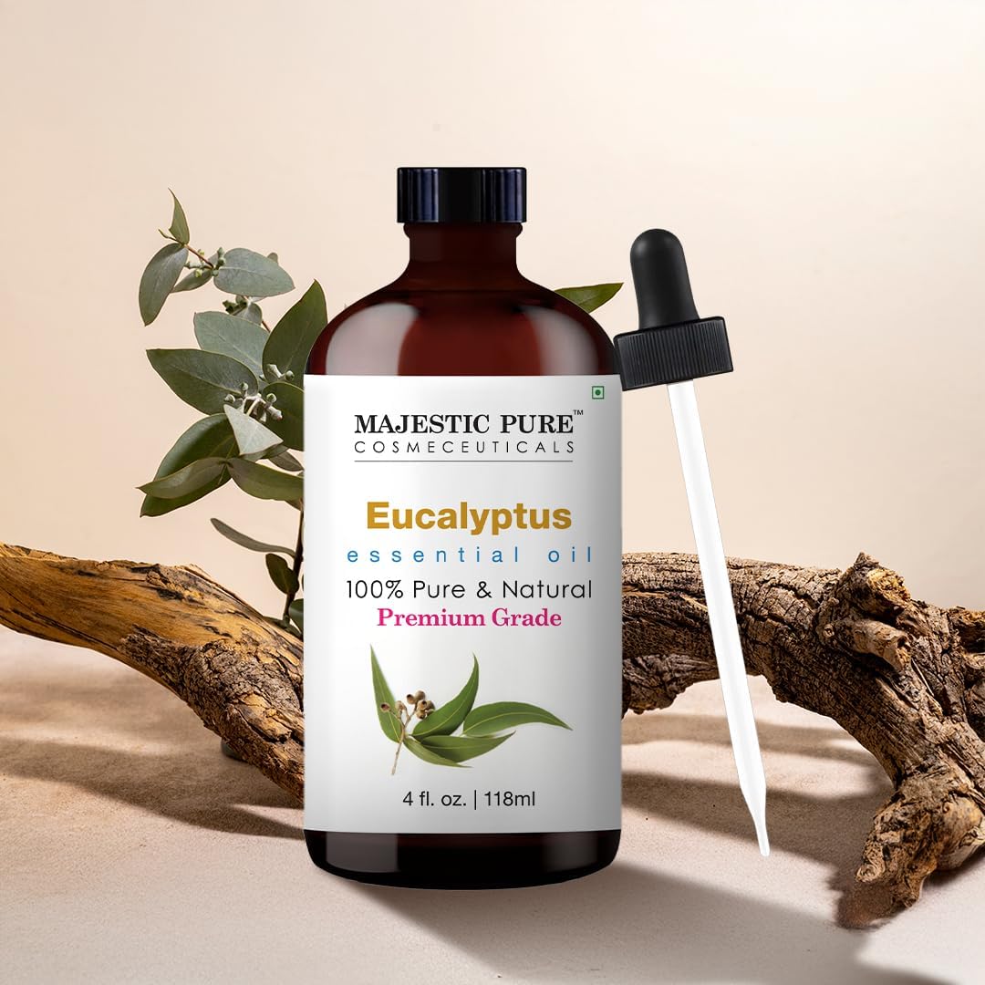 Majestic Pure Eucalyptus Essential Oil - Huge 118 ml - 100% Pure and Natural Oil for Soap Making Scent- Premium Grade with Glass Dropper 🍁 All In One Marketplace Canada