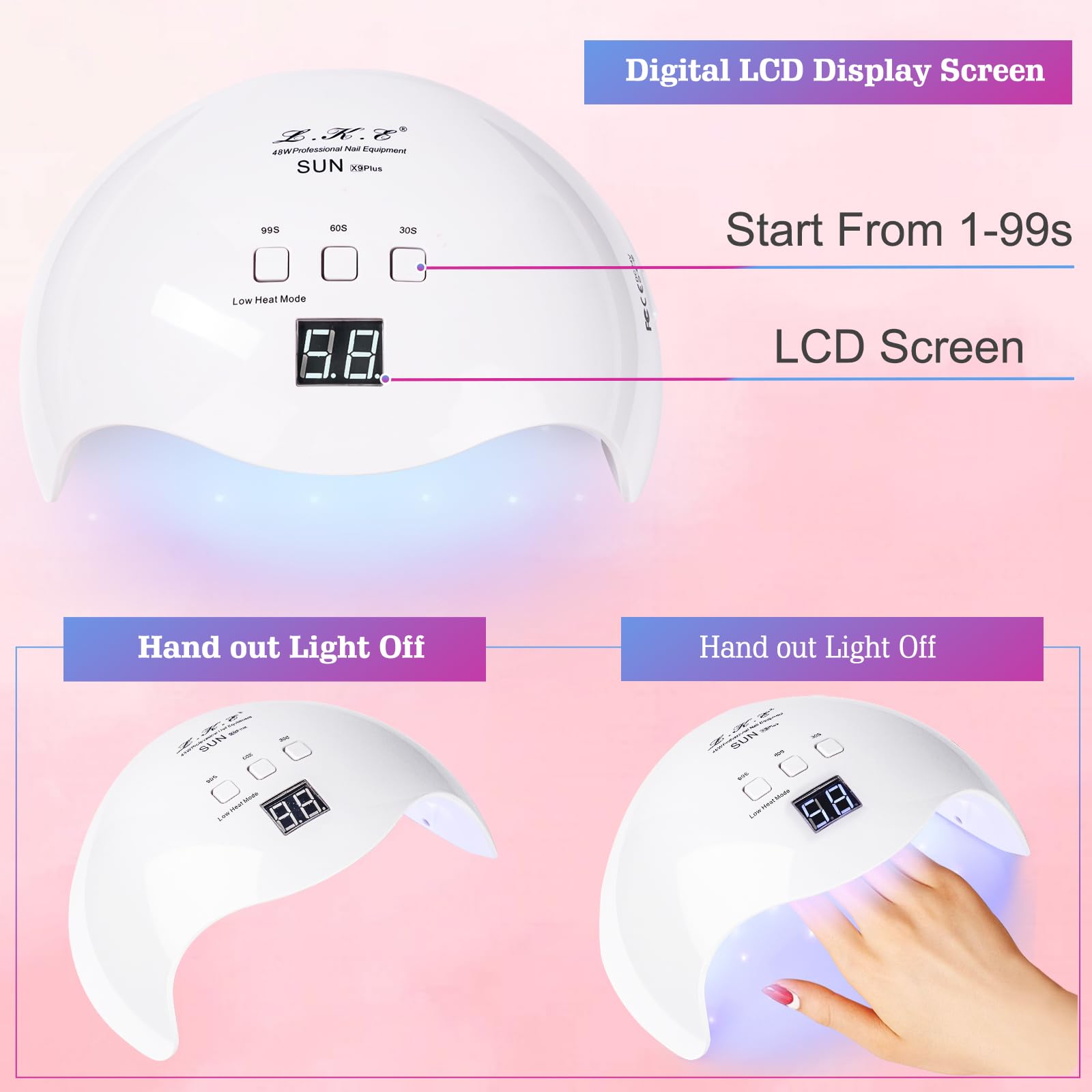 UV Nail Light, LKE Nail Dryer UV Light for Gel Nails with 3 Timers Professional UV LED Nail Lamp for Gel Nail Polish Kit Nail Art Tools Accessories in Home Use 🍁 All In One Marketplace Canada