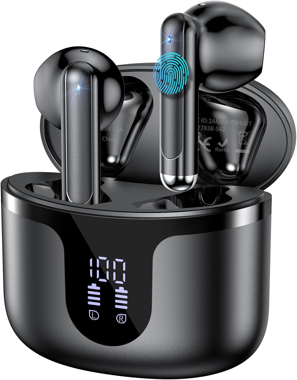 Wireless Earbuds, Bluetooth 5.4 in-Ear Headphones Wireless Bluetooth with ENC 4 Mics, Bluetooth Earbuds 50 Hour Noise-Cancelling Ear Buds with LED Indicator, IPX7 Waterproof for Sports/Work Black 🍁 All In One Marketplace Canada