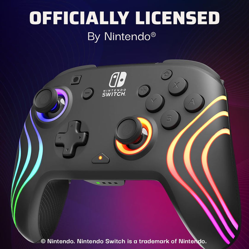 PDP Afterglow Wave Wireless RGB Gaming Controller - Nintendo Switch/Switch Lite/Switch - OLED Model, Nintendo Switch 2, LED Lighting, Rechargeable Battery - Black 🍁 All In One Marketplace Canada